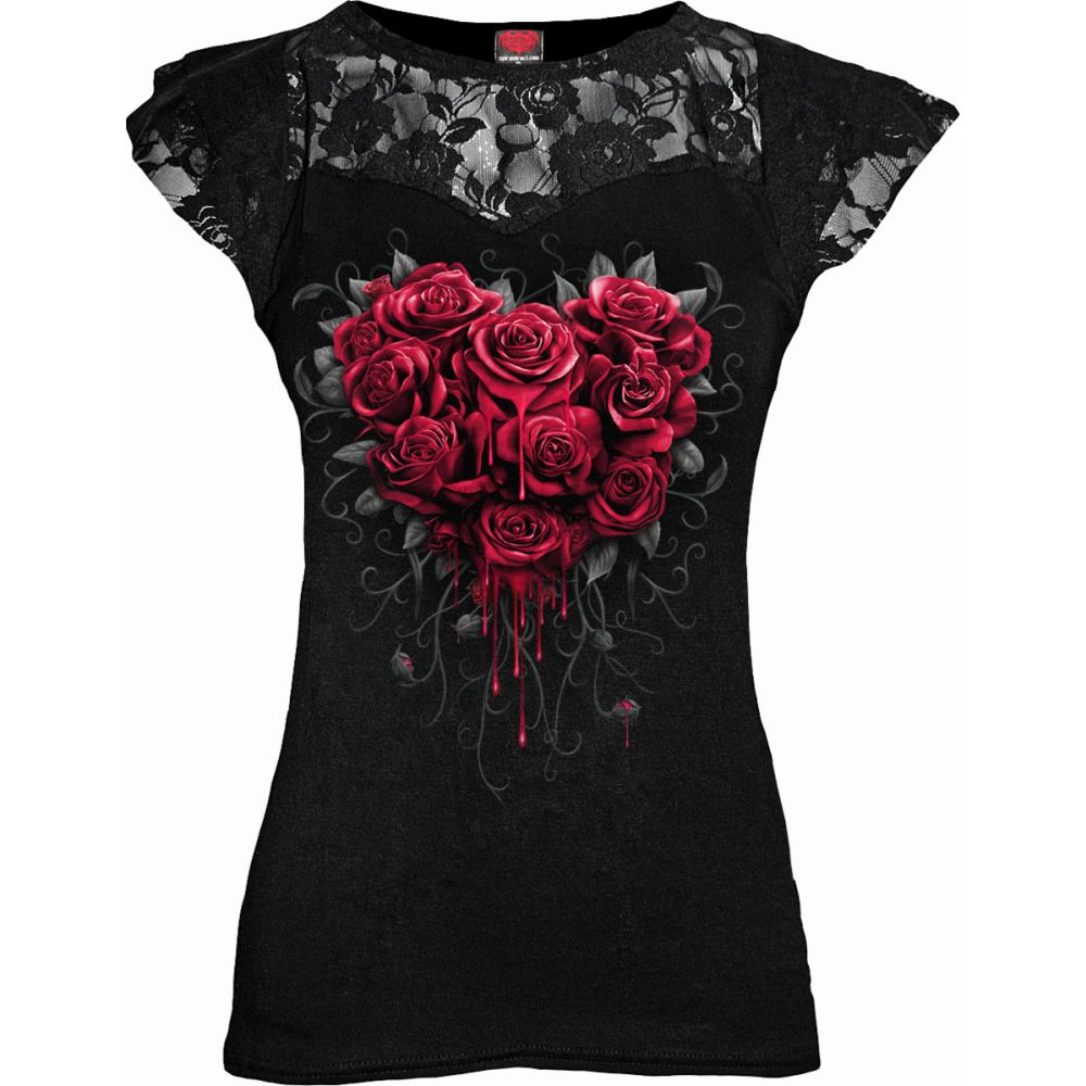Spiral - BLEEDING HEART Top - Zwart